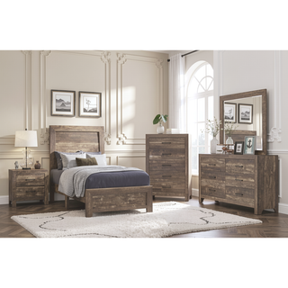 Sunvega Natural Finish Full Bed with Headboard Footboard and Rails