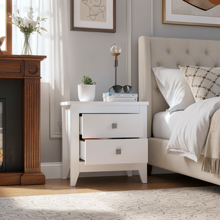 Sunvega High Quality Multifunctional Nightstand with Two Drawers and Superior Top