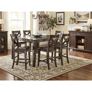 Sunvega Dark Espresso Mango Wood Counter Table with Self-Storing Leaf