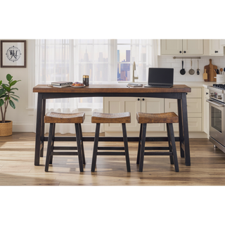 Sunvega 4-Piece Counter Height Dining Set with Table and 3 Stools in White and Coffee