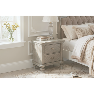 Sunvega Champagne Nightstand with Wood Construction 28 by 18 by 28 Inches