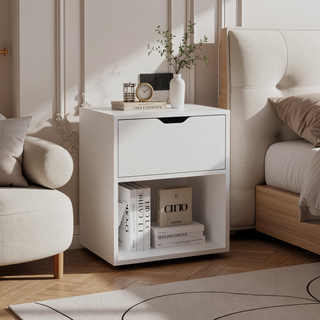 Sunvega 50x40x60 cm Nightstand End Table with Spacious Sliding Drawer
