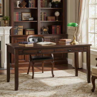 Sunvega Dark Cherry Finish Transitional Dining Table with 4 Dovetail Drawers