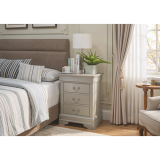 Sunvega Chic Silver Champagne Nightstand with Drawer for Bedroom Storage