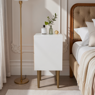 Sunvega Modern Nightstand with Drawer and Cubby for Bedroom or Living Room
