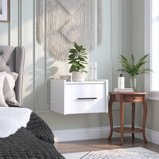 Sunvega Wall Mounted Nightstand with Drawer for Bedroom or Living Room