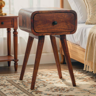 Sunvega Mini Chestnut Nightstand with Nordic Legs and Single Drawer