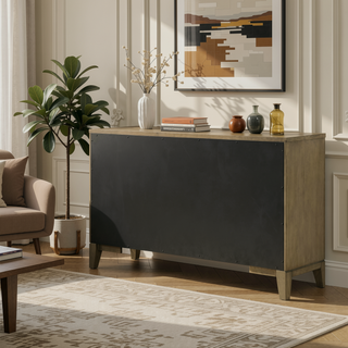 Sunvega Natural Pine 8-Drawer Dresser Cabinet with Solid Wood Tops and Antique Nickel Hardware