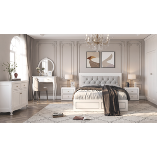 Sunvega White 5-Drawer Chest with Metal Legs for Extensive Storage and Durability