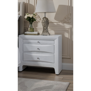 Sunvega White Nightstand with Two Spacious Drawers and Top Tray for Bedroom