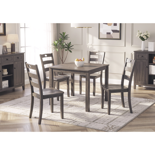 Sunvega Transitional Walnut Finish Dining Table Set with Four Slat Back Chairs