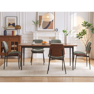Sunvega Mid Century Modern Retro French Style Dining Chairs Set of 2 with Walnut Bentwood Back