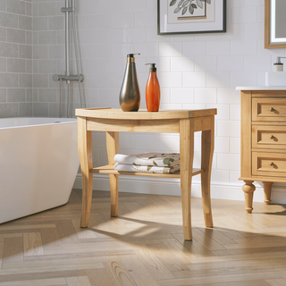 Sunvega Bamboo Shower Bench with Storage Shelf for Bathroom Spa and Outdoor Use