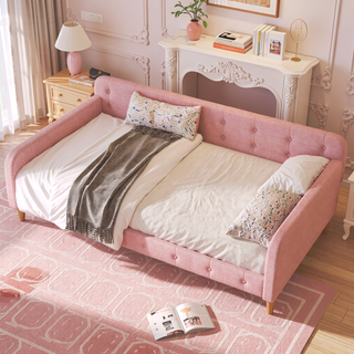 Sunvega Modern Upholstered Daybed with Solid Wood Frame and Linen Fabric