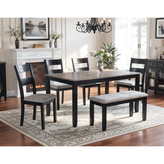 Sunvega Weathered Gray Finish Wood Grain 6pc Dining Set with Padded Seats