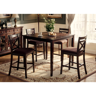 Sunvega Transitional Espresso Finish 5pc Dining Table Set with Cross Back Chairs