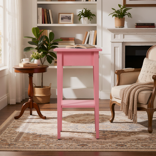 Sunvega Bright Pink Contemporary Nightstand with Durable Construction for Modern Decor
