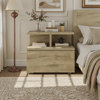 Sunvega Floating Nightstand with Drawer in Black Wengue Finish for Wall Assembly
