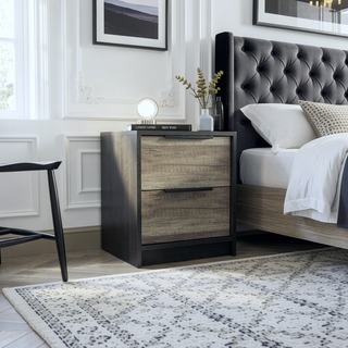 Sunvega Modern Wenge and Pine Nightstand with Two Smooth Drawers for Storage