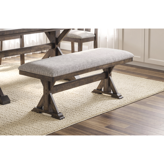 Sunvega Rustic Brown Upholstered Dining Bench with Plush Seating for Dining Room