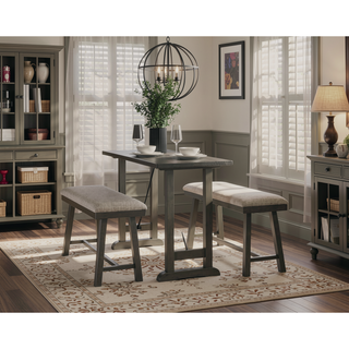 Sunvega Light Gray Finish Industrial Design Wood Frame Counter Height Bench