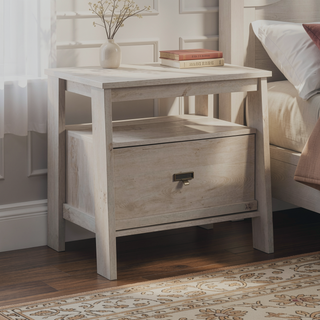 Sunvega Elegant Brown Nightstand with Smooth-Glide Drawer and Open Shelf