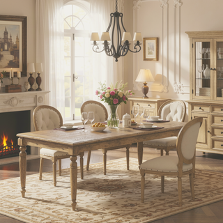 Sunvega Carmel Finish Dining Table with Removable Leaf for Flexible Seating
