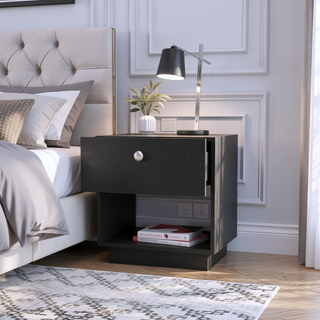 Sunvega Nightstand with Storage Shelf and Drawer for Bedroom Organization