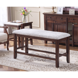 Sunvega Walnut Color Cushion Padded Seat Dining Room Bench in Contemporary Style