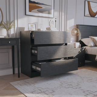 Sunvega White Contemporary Three Drawer Dresser with Pull Out Mechanism