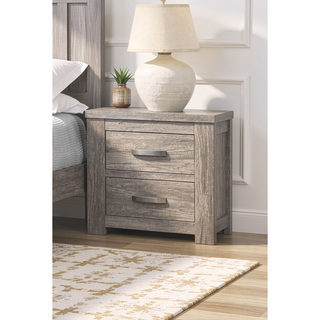 Sunvega Rustic Light Grey Modern Style Bedroom Nightstand with 2 Sturdy Drawers