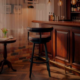 Sunvega Swivel Bar Stool in Brown Faux Leather with 360 Degree Rotation