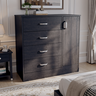 Sunvega Katie Four Drawer and One Door Dresser with Spacious Storage for Bedroom
