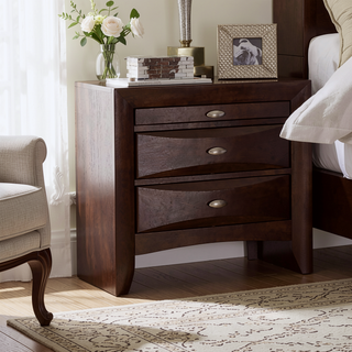 Sunvega Lucille Black Nightstand with Spacious Drawers and Chambered Fronts