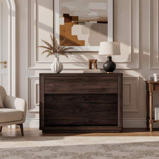 Sunvega Modern Brown Nightstand with Open Shelf and Drawer for Bedroom