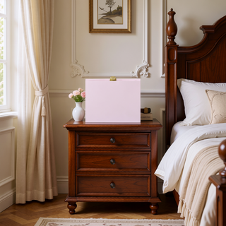 Sunvega Pink High Gloss Wave Pattern Nightstand with Metal Legs and Smooth Drawers