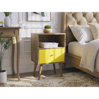 Sunvega Modern Nightstand with Drawer and Cubby for Bedroom or Living Room