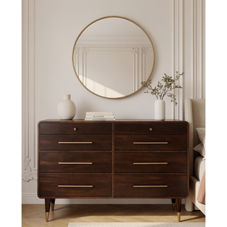 Sunvega Solid Mango Wood Dresser with 8 Drawers and Velvet Mocha Finish