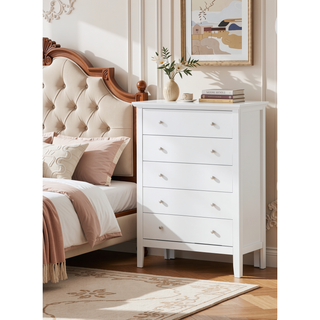Sunvega Primo White Chest with Durable Print Finish and French Dovetail Drawers