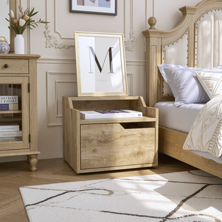 Sunvega Floating Nightstand with Single Drawer and Double-Tiered Shelf Surfaces for Bedroom