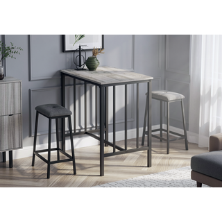 Sunvega 3 Piece Bistro Set with Grey Laminate Top and Black Metal Legs