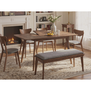 Sunvega Mid-Century Modern Natural Walnut Dining Table with Tapered Legs