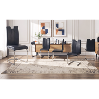 Sunvega Set of 4 Modern PU Material Bow-Shaped Chairs with Non-Slip Pads and Ergonomic Backrest