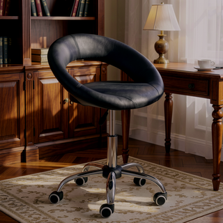 Sunvega Adjustable Height Rolling Salon Stool with Breathable Open Back and 5 Caster Wheels