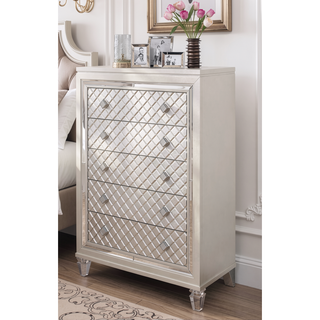 Sunvega Champagne Chest with Acrylic Front Legs and Mirror Accents