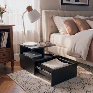 Sunvega Blue Floating Nightstand With Drawer And Shelves For Storage And Decor