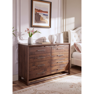 Sunvega Mocha Brown Dresser with Six Drawers and Antique Nickel Hardware