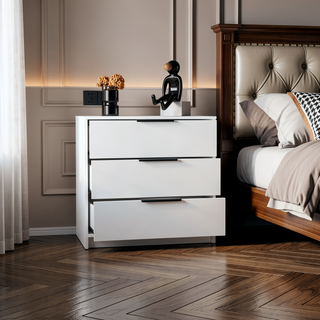 Sunvega White 3-Drawer Rectangle Dresser with Sleek Compact Storage and Versatile Design