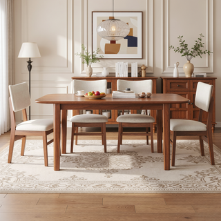 Sunvega Modern Rubberwood Dining Table with Oval Top for Kitchen and Dining Room