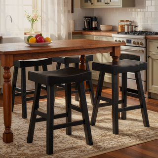 Sunvega 4-Piece Counter Height Dining Set with Table and 3 Stools in White and Coffee